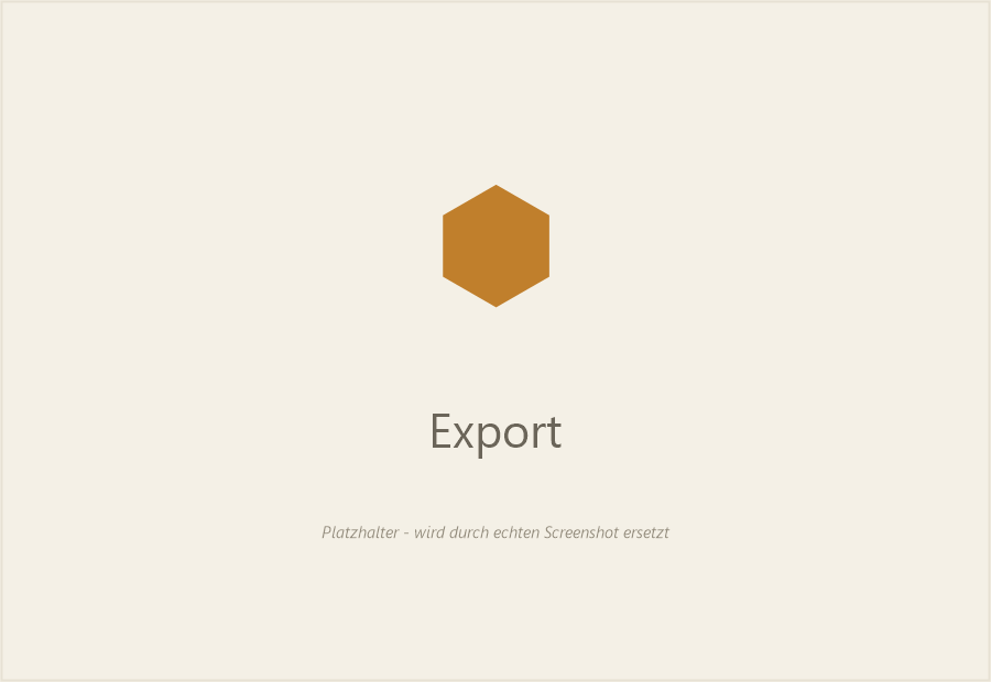 Export-Ansicht in Honey Cloud